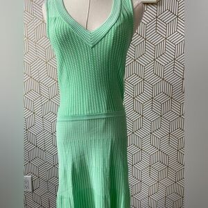 Catherine Malandrino flared hem dress. Green and white